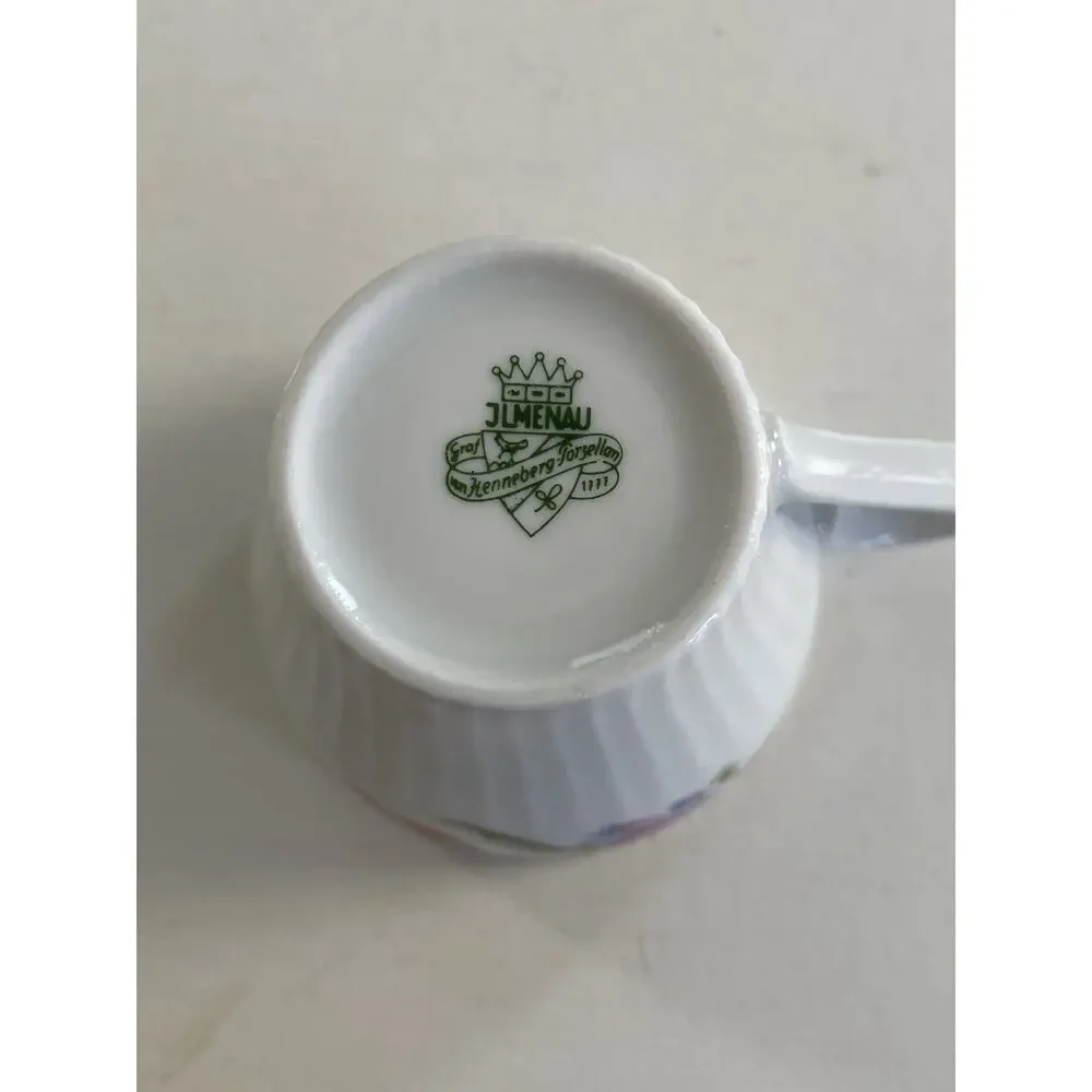 JlMenau Graf Von Henneberg 1777 White Floral Porcelain 3 Piece Demitasse/Tea Set